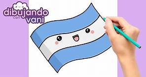 COMO DIBUJAR BANDERA ARGENTINA KAWAII - DIBUJOS FACILES PARA COLOREAR - How to draw argentine flag