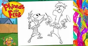 Coloring Phineas and Ferb with tools | Coloring pages | Coloring book |