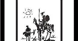 Amanti Art Wood Framed Wall Art Print Don Quixote by Pablo Picasso (14 in. W x 16 in. H), Black Gallery Deep Frame - Small