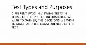 Language Testing: Test types and purposes