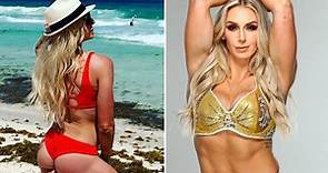 Charlotte Flair shows off her body in red bikini as she does beach workout
