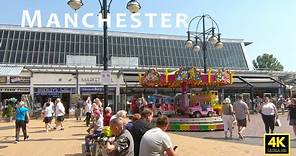 Manchester walk - Bury Town Centre & Open Market in summer Saturday