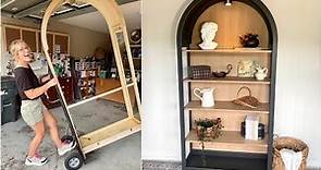 Black Arched Display Cabinet Makeover Into a Bookshelf!