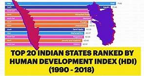 Top 20 Indian States Ranked By Human Development Index (1990 - 2018)