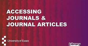 How to access journals and journal articles