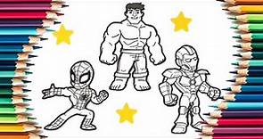 Coloring SPIDER-MAN, IRON MAN AND HULK / Superheroes Coloring pages #marvel #spiderman #colorgoart