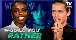 WEDNESDAY Cast Plays Who Would You Rather | Gwendoline Christie, Hunter Doohan, Percy Hynes White
