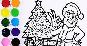 Como Dibujar y Colorear a Grinch y la Navidad - Dibujos Para Niños y Bebes - Learn Colors / FunKeep