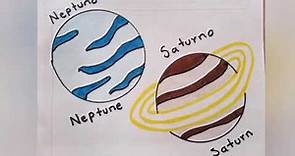 Cómo dibujar planetas Neptuno-Saturno/sistema solar 💙 Mimis-Arte para niños