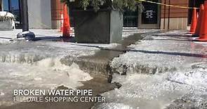 Broken water pipe at Hilldale Shopping Center in Madison