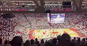 A record crowd of 20,361 "Calling the Hogs" at Bud Walton Arena.