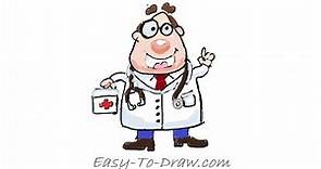 How to draw a doctor (physician) w/ stethoscope and medical box