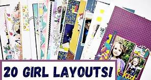 20 Ideas for Girl Scrapbook Layouts!