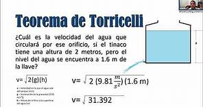Teorema de Torricelli Ejercicio resuelto Fórmula