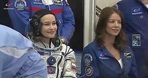 Russian actress Yulia Peresild launches on the Soyuz MS-19 to the ISS, October 15, 2021.
