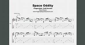 David Bowie's Space Oddity Fingerstyle Tab On Screen - Full and Easy Version