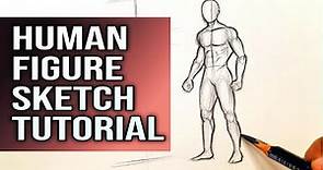 How to draw human figure Sketch drawing | Sketching Tutorial for beginners Art techniques Basics