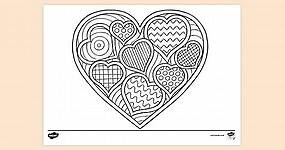 Printable Valentine Hearts Colouring Page
