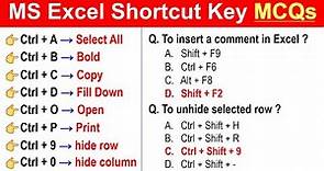 MS Excel Shortcut Keys MCQs | For All Competitive Exams and Interviews