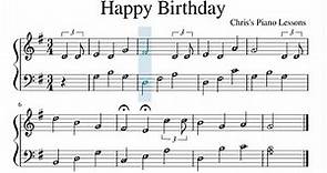 Happy Birthday - Easy Piano Sheet Music With Note Letters - Fast Then Slow (PDF Available)