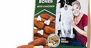 Dog Calcium Bones Wrapped Chicken & Rawhide Free Chew Treats - Pet Healthy Dried Snacks & Grain Free Organic Meat - Bulk Best Chews for Christmas, Training Small & Large Dogs - Made for USA