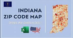 Indiana Zip Code Map in Excel - Zip Codes List and Population Map