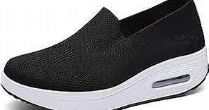 Women's Orthopedic Sneakers - 2023 New Air Cushion Slip on Walking Shoes Orthopedic Stretch Diabetic Casual Walking Wide Shoes with Arch Support, Comfort Women's Orthopedic Platform Sneakers