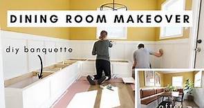 EXTREME DINING ROOM MAKEOVER // DIY Built In Banquette With Storage // budget friendly dining room