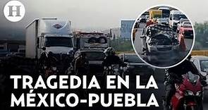 ¡Caos vial en la carretera México-Puebla! Terrible choque entre un auto y un tráiler deja un muerto