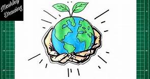 How to Draw Hands Holding Earth - Earth Day Drawing
