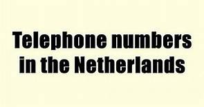 Telephone numbers in the Netherlands