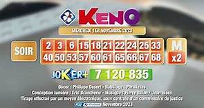 Tirage du soir Keno® du 01 novembre 2023 - Résultat officiel - FDJ