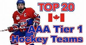 Top 20 AAA Tier 1 Hockey Teams - Canada