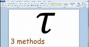 How to insert tau symbol in Microsoft Word