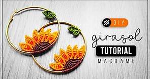 DIY Girasol » 🌻 tutorial | como hacer aretes en argolla con hilo | diy ● Macrame Sunflower #242