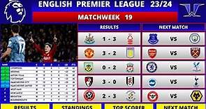 EPL Fixtures Today - Matchweek 19 Results | EPL Table Standings Today | Premier League 23/24