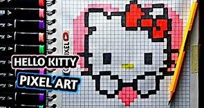 Como Dibujar A HELLO Kitty| PASO A PASO FACIL (pixel art) TUTORIAL | how to draw hello kitty kawaii