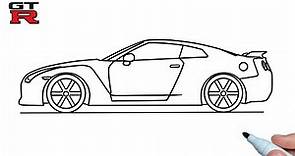 How to draw a Nissan GT-R R35 easy step by step