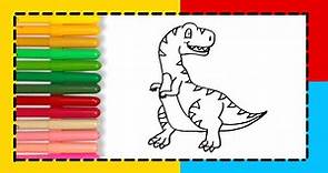 🦖🦕 Como Dibujar y Colorear un Dinosaurio Tiranosaurio Rex T-REX 🦖🎨