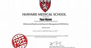 Free CME Accredited Certificates by Harvard Medical School || Online Webinars by HMS