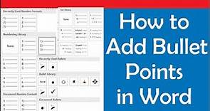 How to Add Bullet Points in Word: insert Number Bullet, Roman, Alphabet and Style Bullet in MS Word