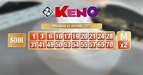 Tirage du soir Keno® du 22 octobre 2023 - Résultat officiel - FDJ
