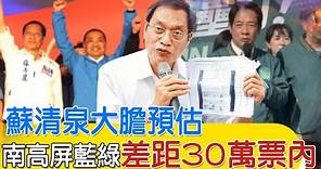 【每日必看】蘇清泉大膽預估 南高屏藍綠差距30萬票內｜ETtoday民調:賴36.2% 侯34.8% 柯20.7% 202312222