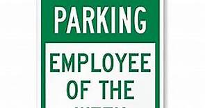 SmartSign 18 x 12 inch “Reserved Parking - Employee of The Week” Metal Sign, 63 mil Laminated Rustproof Aluminum, Green and White