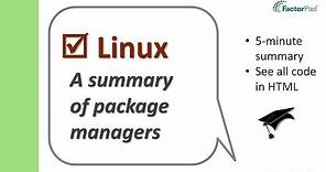 A quick summary of Linux package managers | Linux Tutorial for Beginners