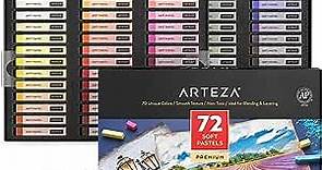 Arteza Soft Pastels for Artists, Set of 72 Art Chalk Sticks, Bright, Vibrant, and Neutral Pastels Art Supplies for Drawing, Blending, Layering, and Shading, Professional Art Supplies for Artists