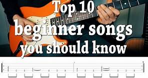 Top 10 fun, "easy" guitar songs you should know! with TABS
