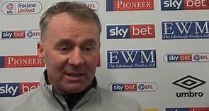 John Sheridan speaking after the 4-0 victory over Colchester