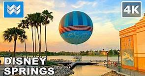 [4K] Disney Springs in Orlando, Florida USA - Night Walking Tour Vlog & Vacation Travel Guide 🎧