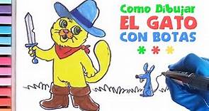 DIBUJA Y COLOREA EL GATO CON BOTAS PASO A PASO | Dibujos para niños